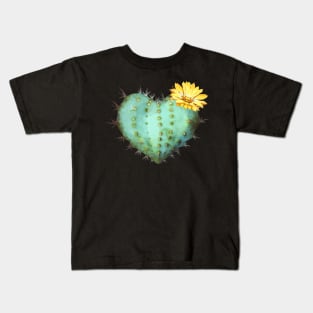 Cactus heart watercolor jellow flower Kids T-Shirt